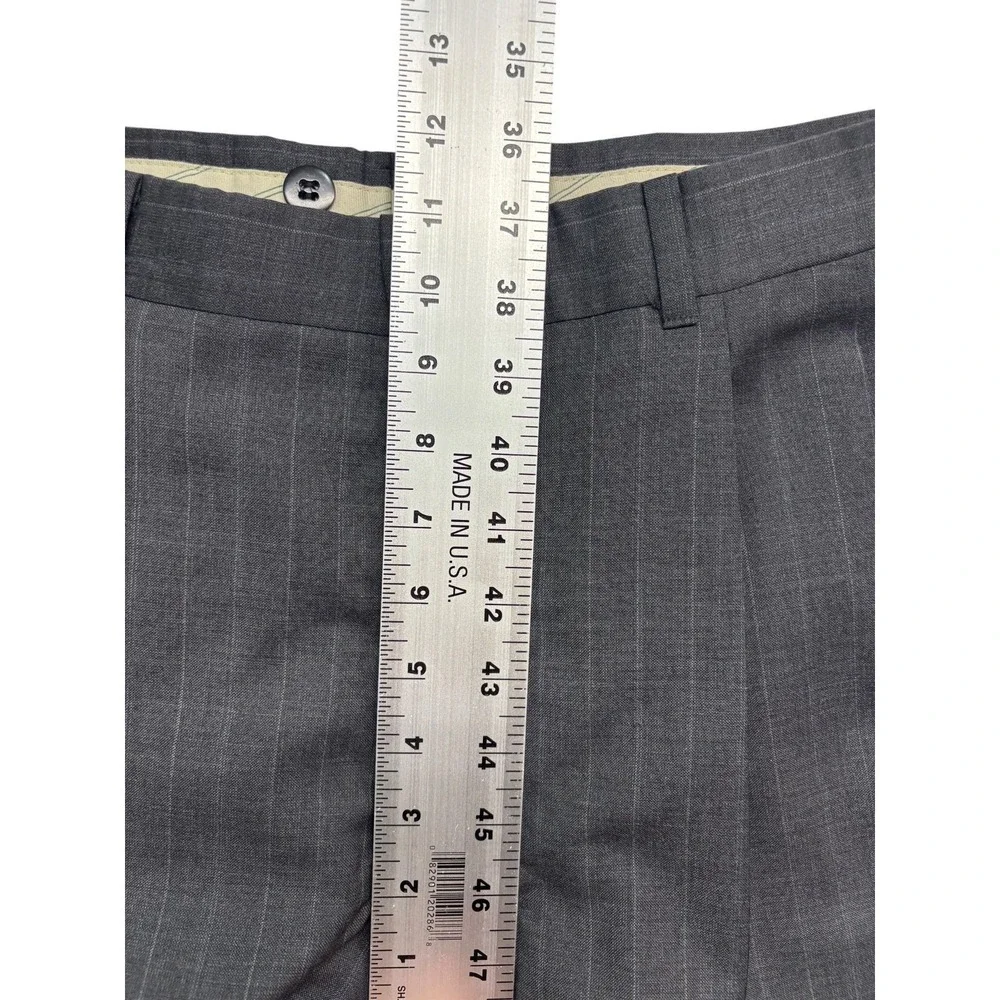vtg 90s Briar 40S 32x27 Gray Pinstripe 2pc Pants Suit USA Wool Pleated Cuffed